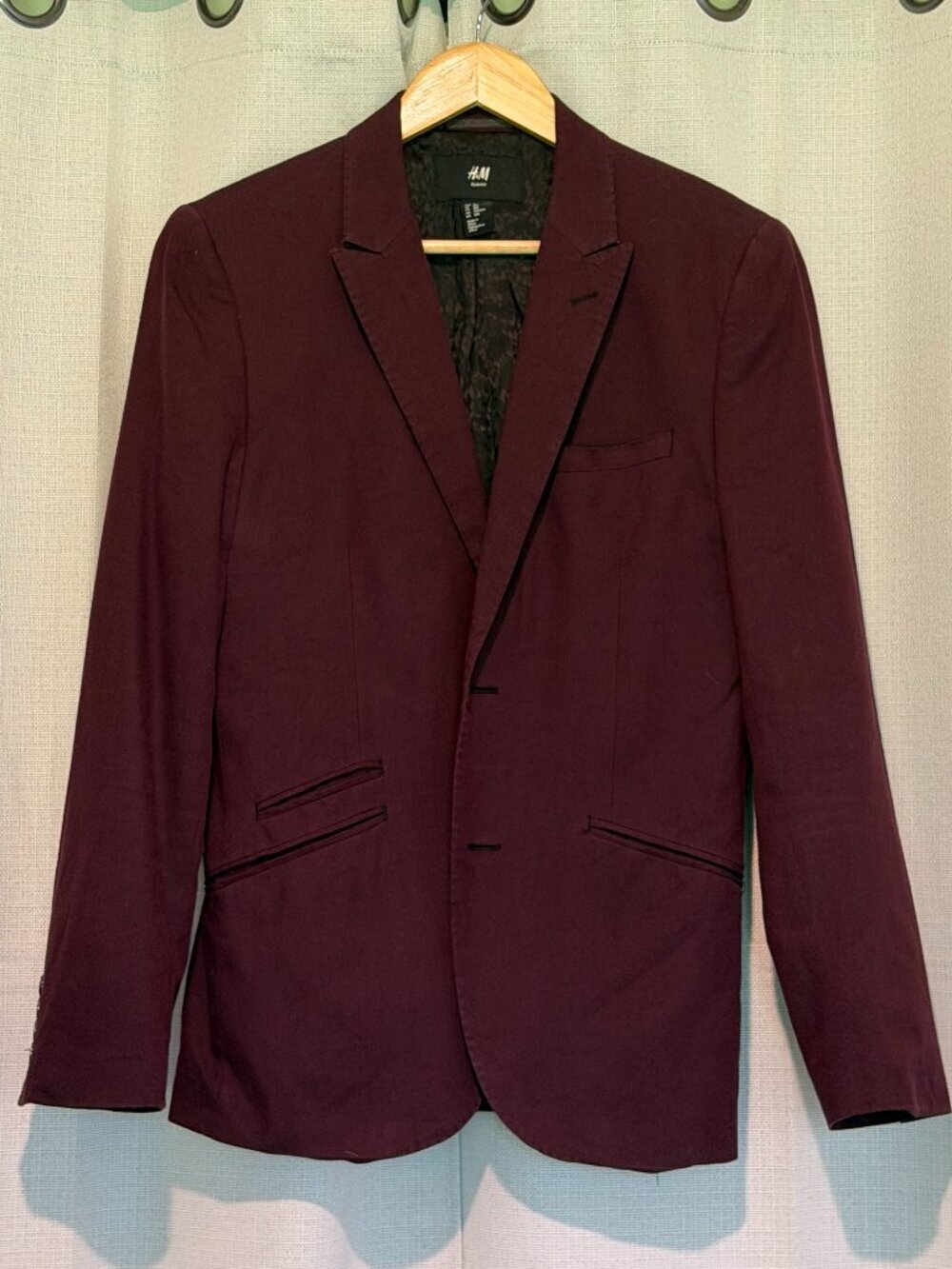 H&M Men’s Slim Fit Sport Coat Blazer Purple Black 36R